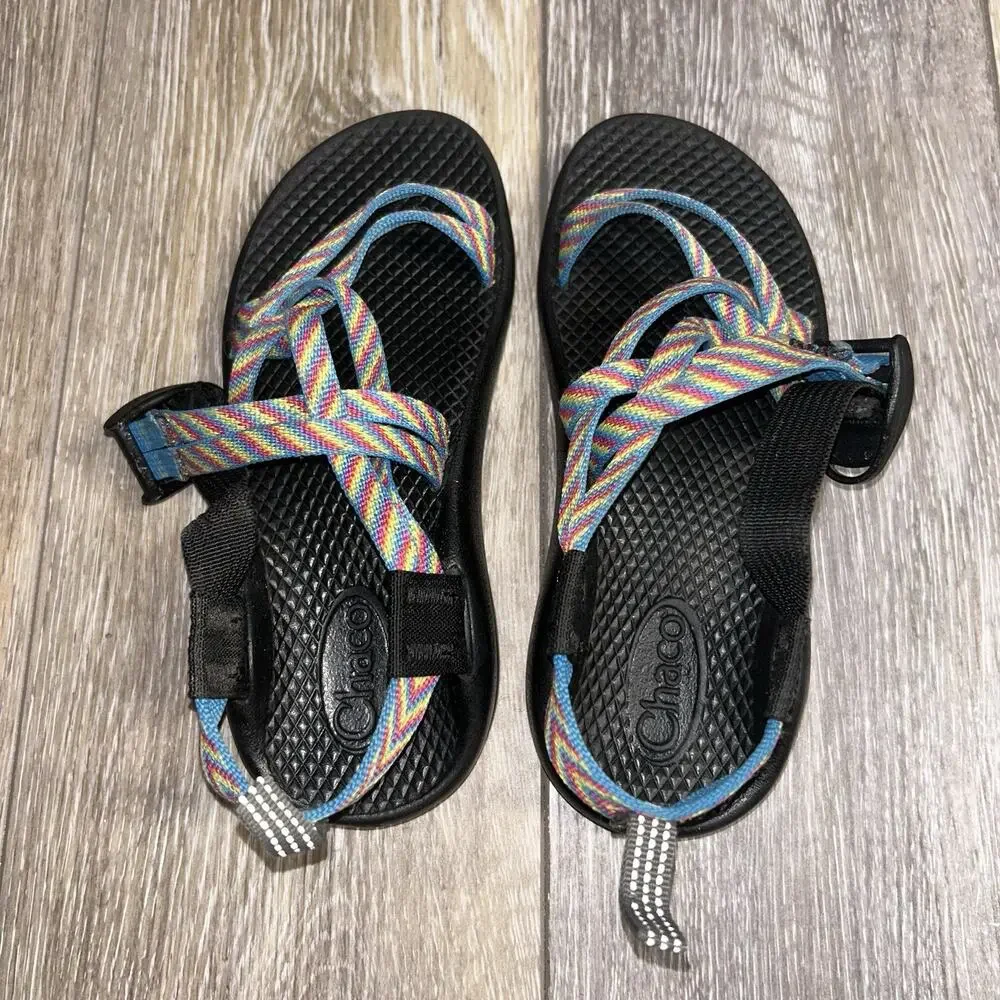 Chaco Multicolor Blue Aztec Strap Hiking Outdoor Sandals Youth US Size 13